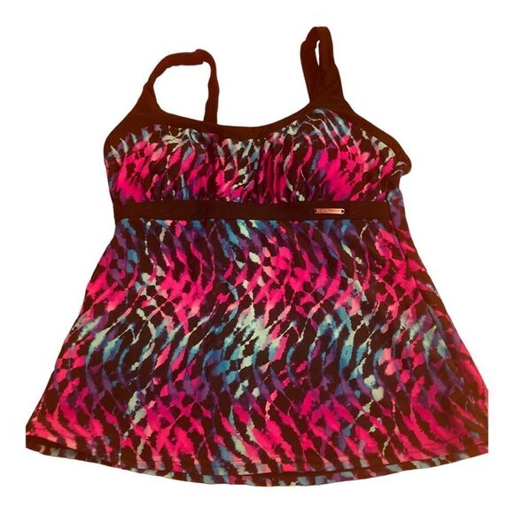 ZeroXPosur Pink and Blue Patterned Tankini - Picture 1 of 8